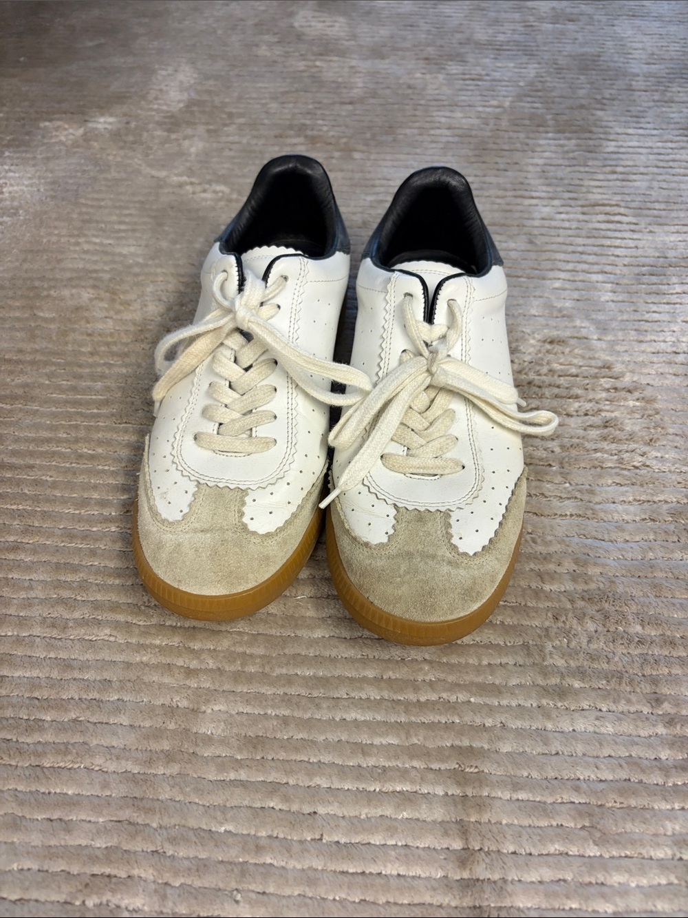 Isabel Marant Classic White & Tan Leather Sneakers